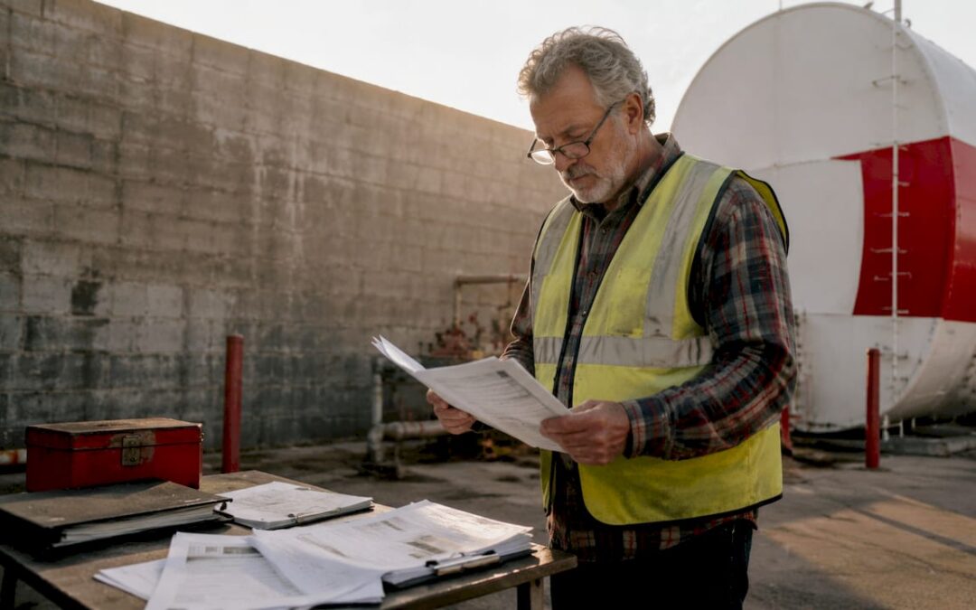 Man reviewing dyed diesel fuel compliance documents