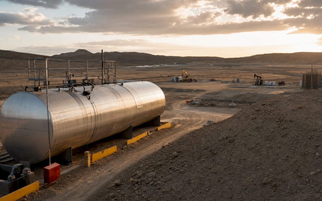 Site manager reviewing diesel fuel delivery at oil field