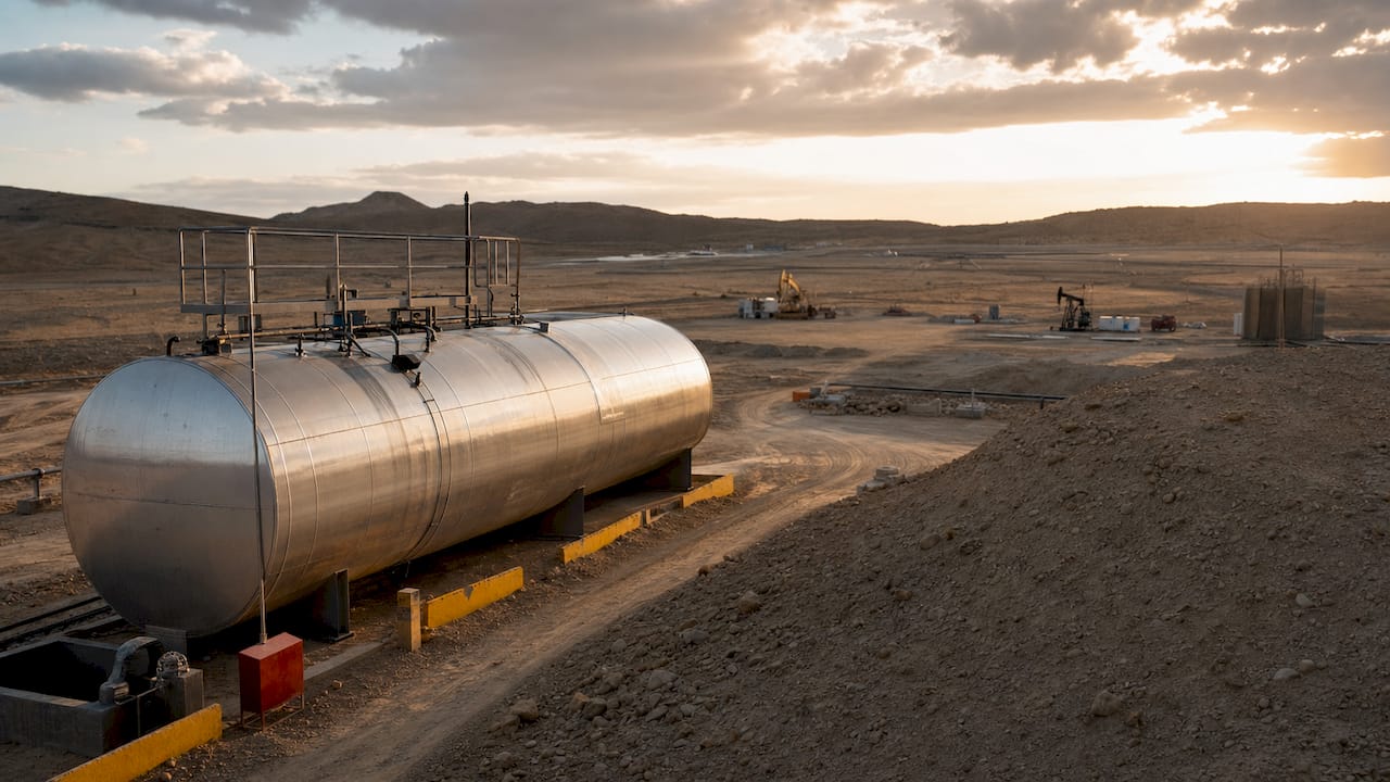 Site manager reviewing diesel fuel delivery at oil field