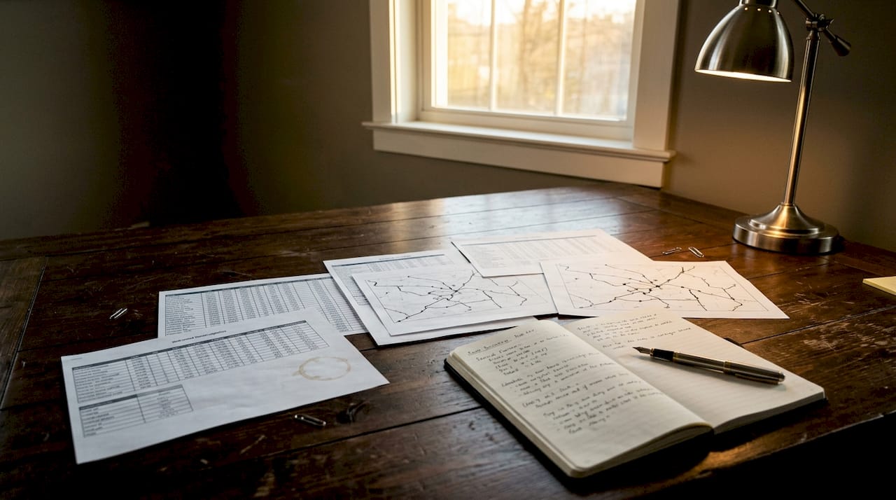 Work table with fuel delivery logistics documents and tablet
