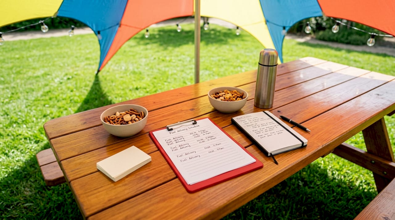 Workspace with fuel delivery planning materials