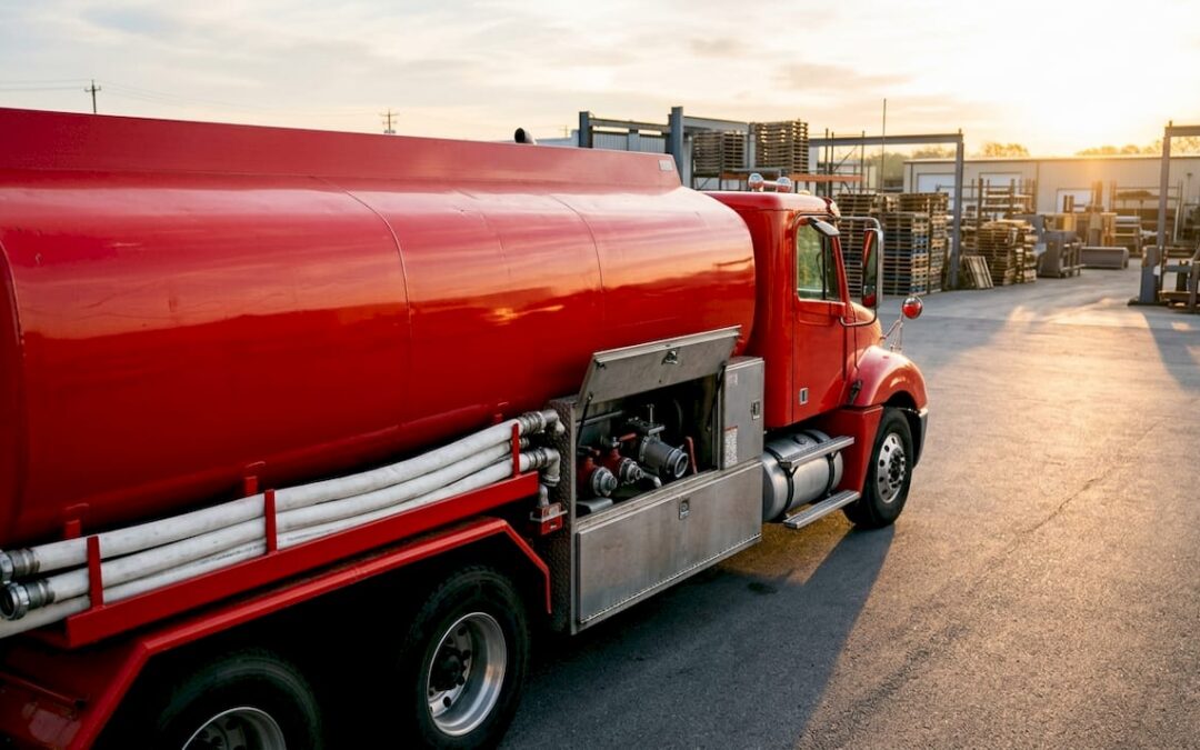 Unbranded tanker truck at industrial yard
