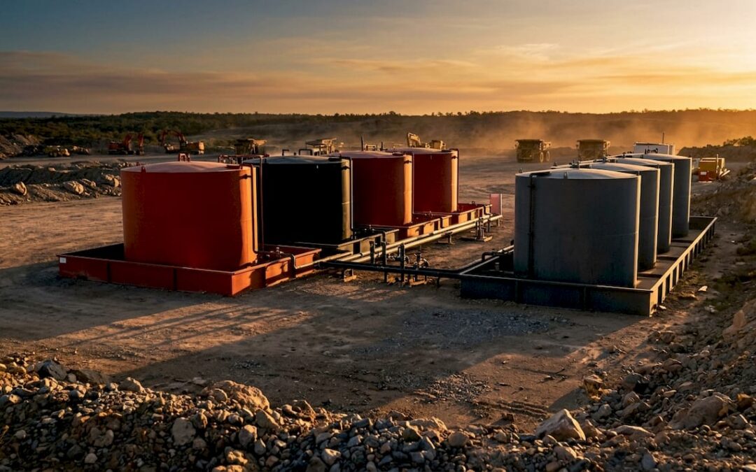 Fuel storage tanks at remote mining site