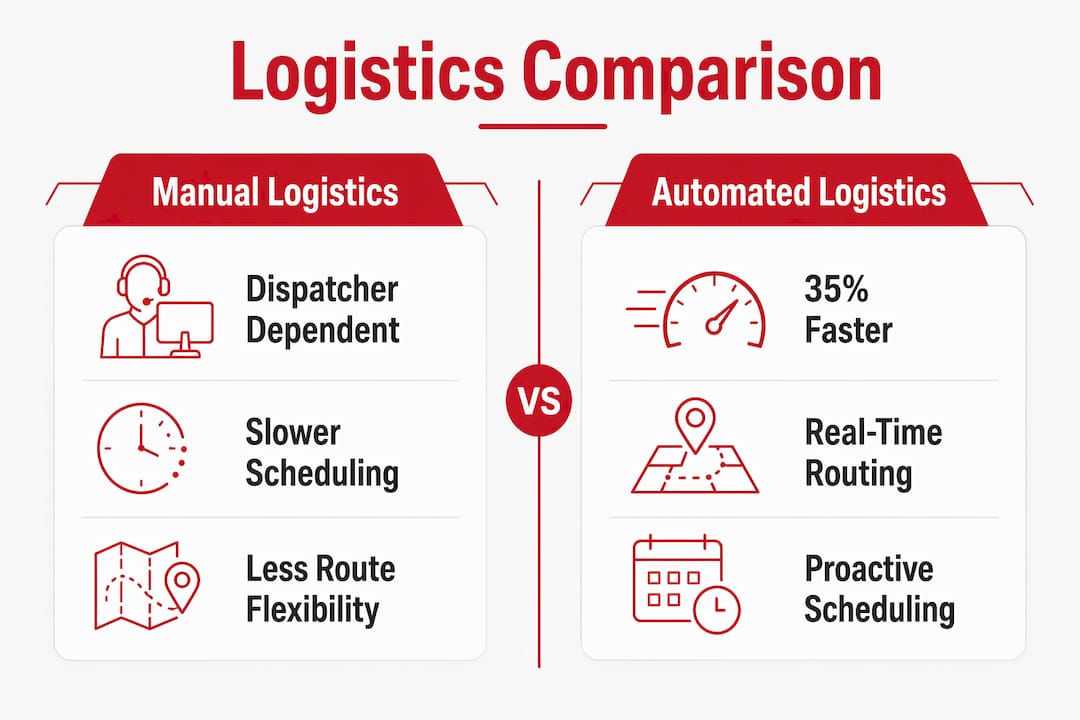 How Fuel Vendors Manage Remote Locations Effectively 2 Infographic comparing manual and automated logistics approaches