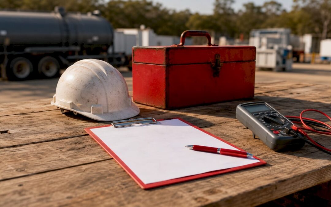 Clip board with fuel delivery safety checklist and tools