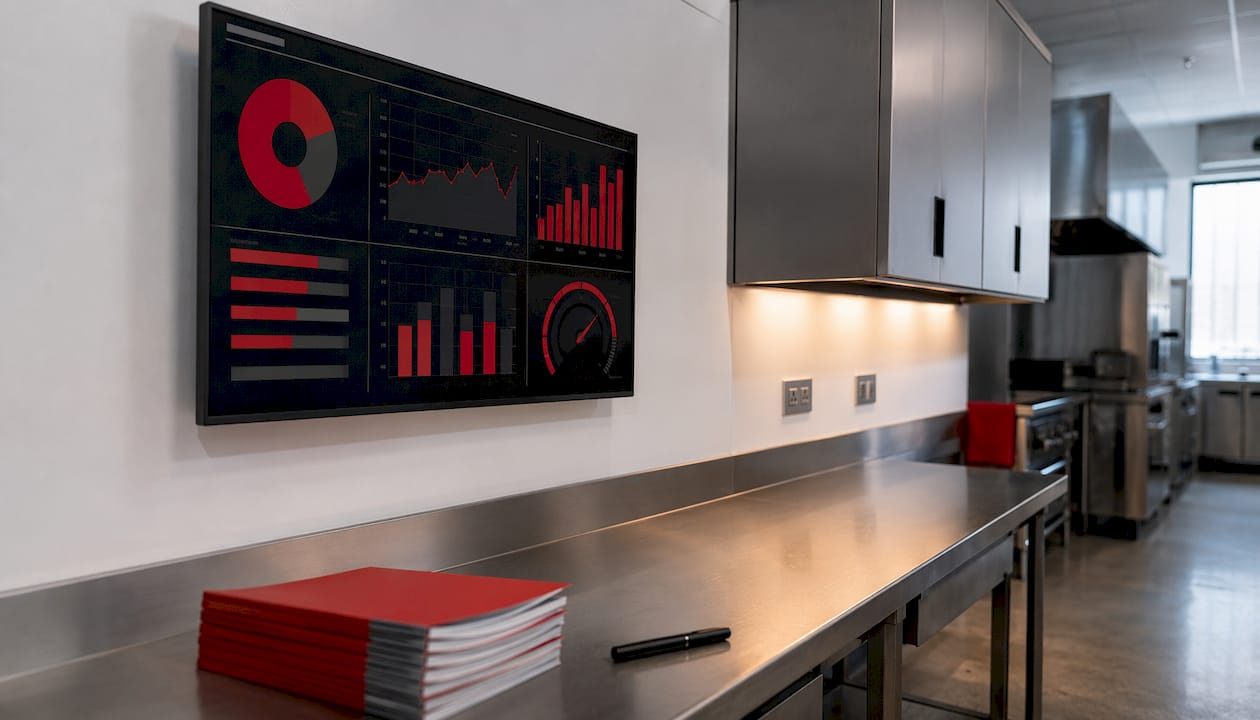 Loader fuel management dashboard in industrial office