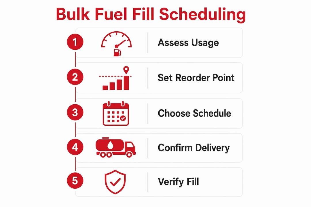 Infographic showing bulk fuel fill scheduling steps