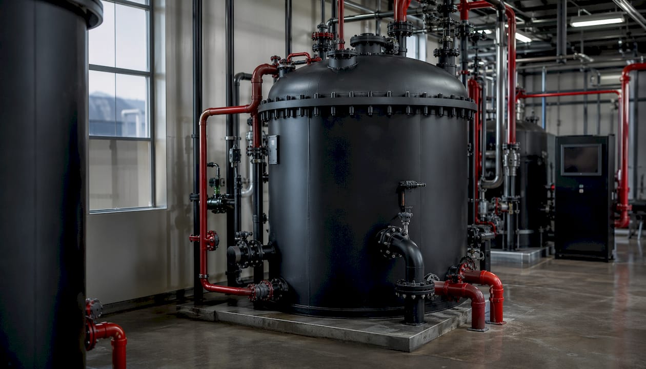 Red Diesel vs Green Diesel: Key Differences Explained 3 Industrial hydrotreated vegetable oil reactor vessel overhead