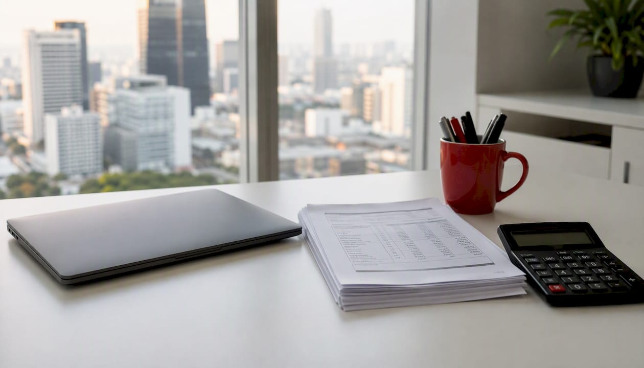 Which State Has the Cheapest Gas for Commercial Fleets? 2 Workspace with laptop and pricing documents