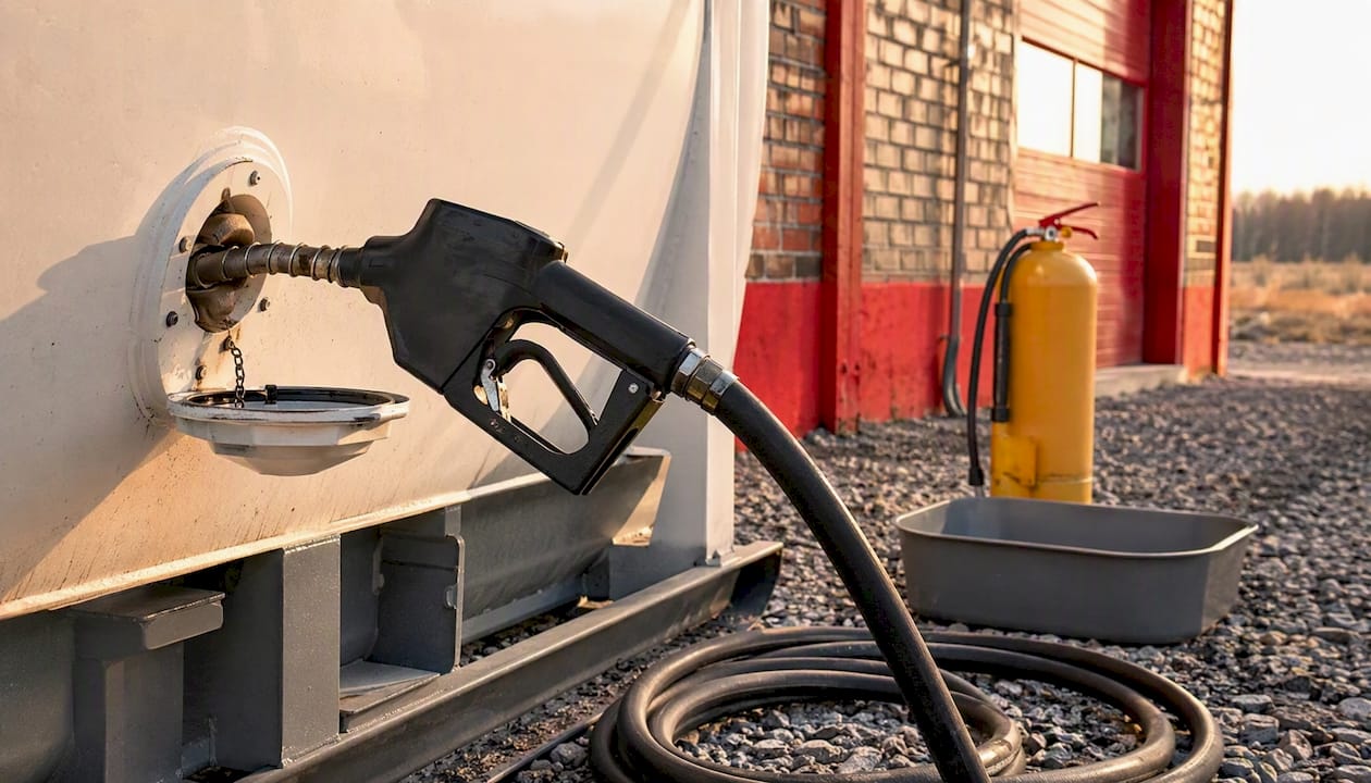 Clear diesel fuel nozzle filling unbranded tank