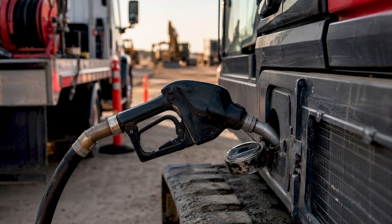 Mission-Critical Uptime Fueling Strategies for Operations Managers 2 Fuel hose refueling heavy equipment onsite