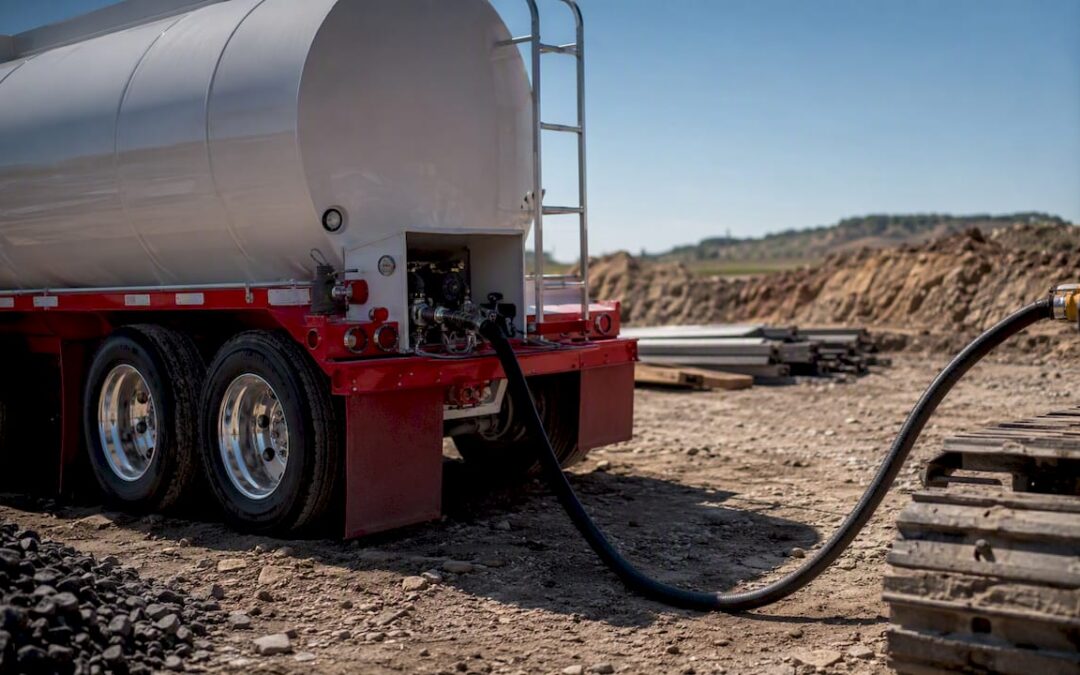 Diesel fuel delivery at construction site equipment