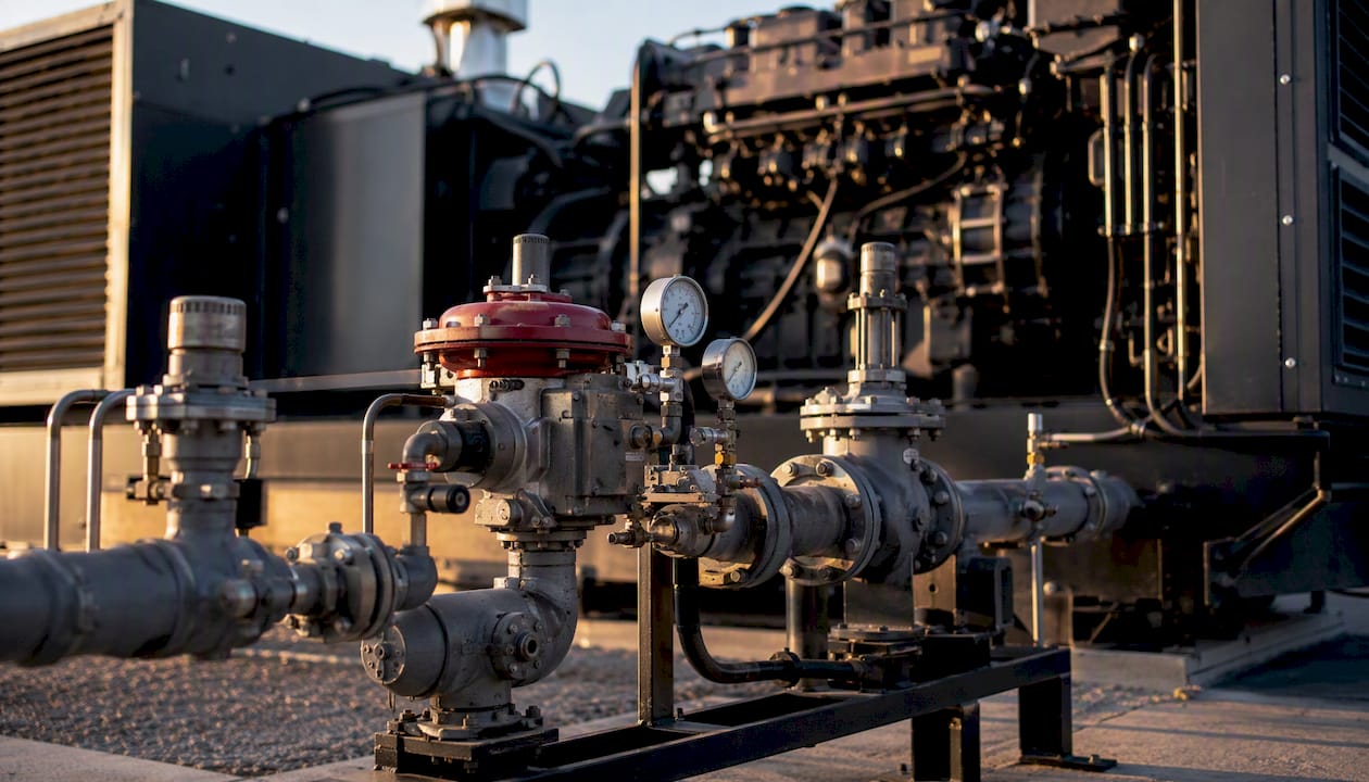 Diesel vs. Natural Gas Generators: A Facilities Manager's Guide 1 Natural gas generator pressure regulator and gas train