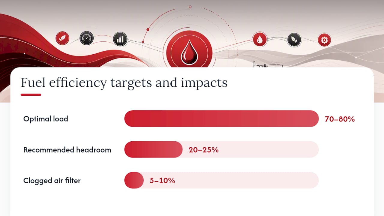 Generator Fuel Consumption Rates: Charts and Calculations 2 How to reduce fuel consumption and get more runtime per gallon — overview diagram