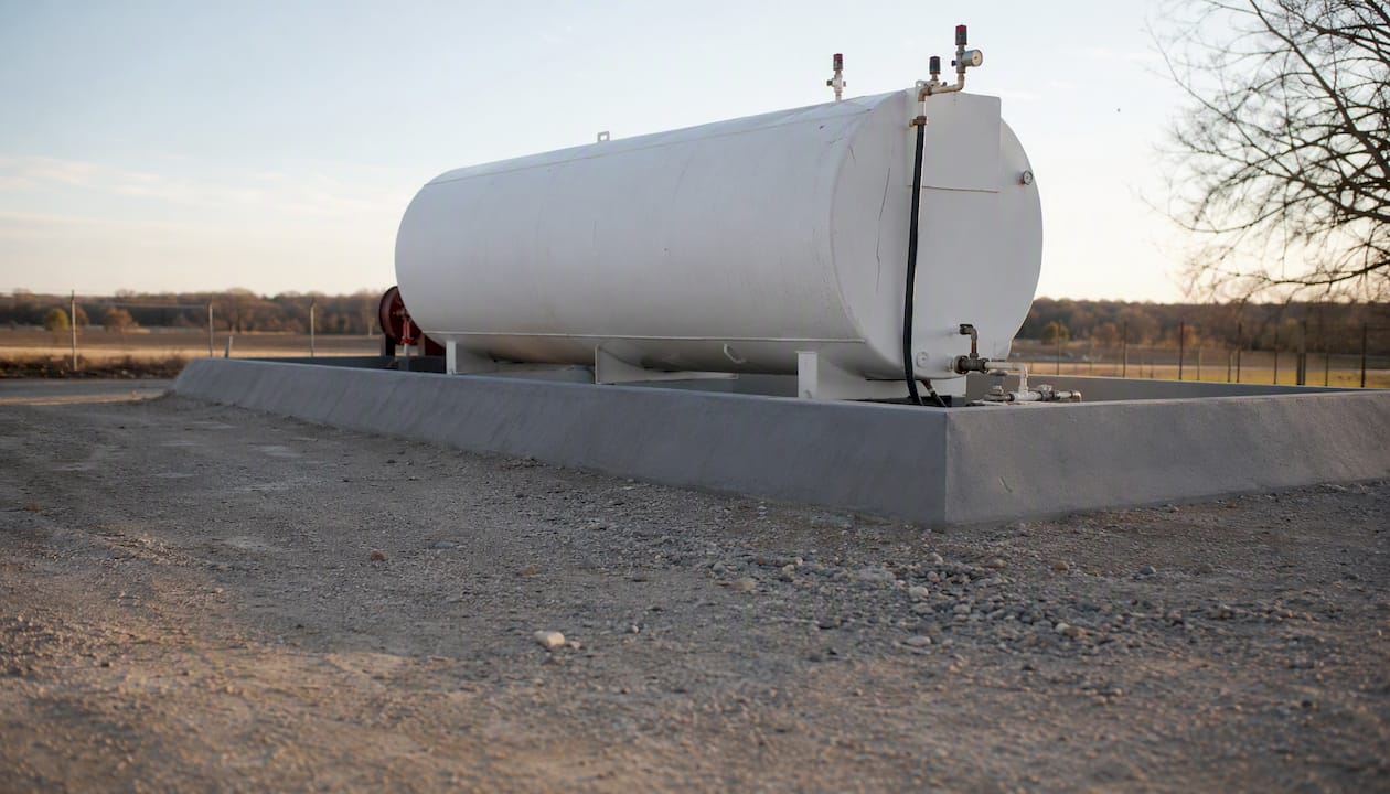 Diesel tank with required clearance from buildings