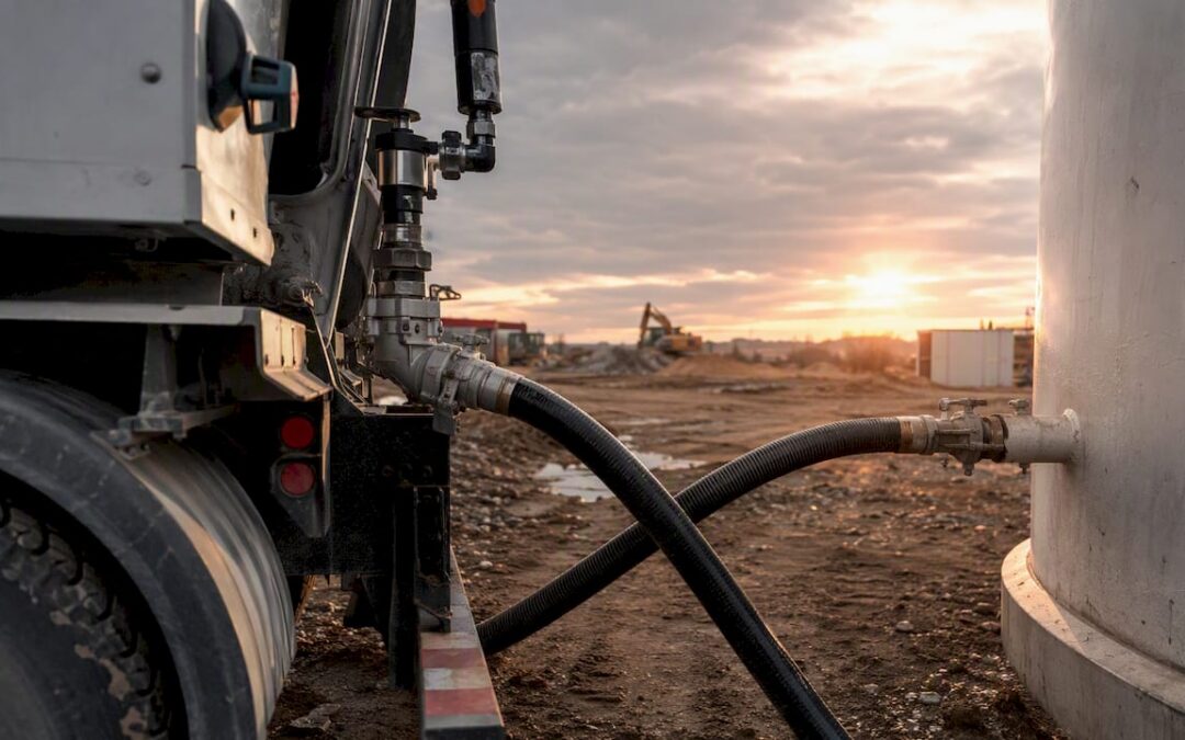 Diesel fuel delivery truck and storage tanks