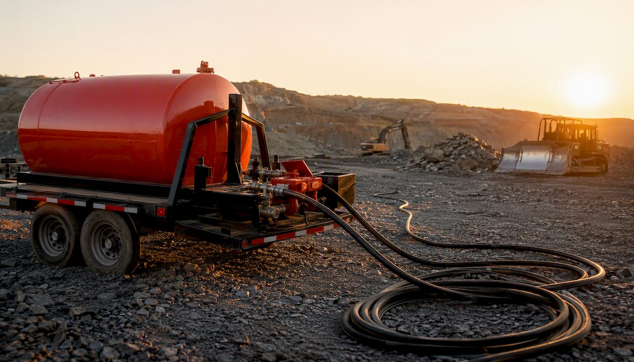 Portable fuel tank and delivery setup outdoors
