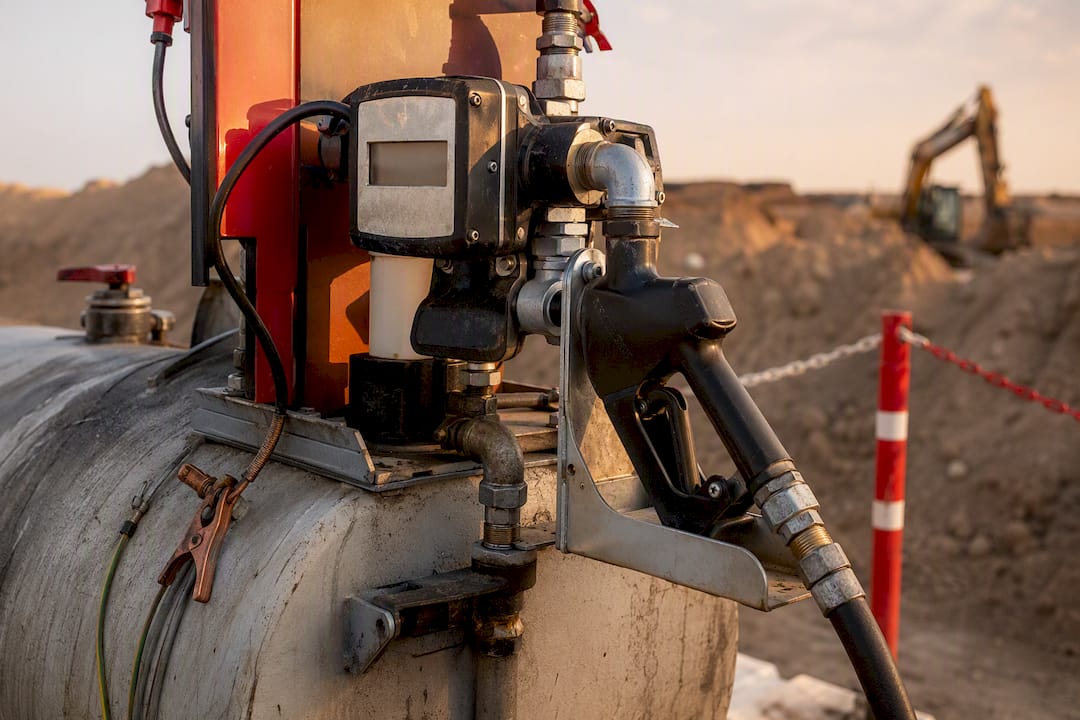 Temporary Fuel Tank Regulations Every Facility Manager Needs 1 Close-up mechanical fuel pump on tank