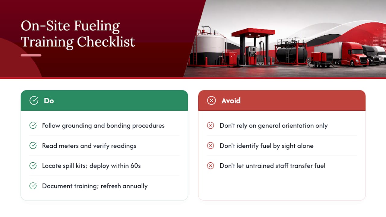 Diagram of on-site fueling staff training components