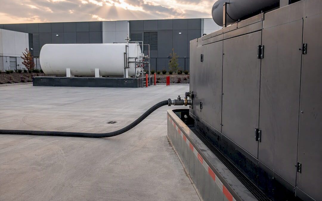 Diesel fuel hose connected to data center generator
