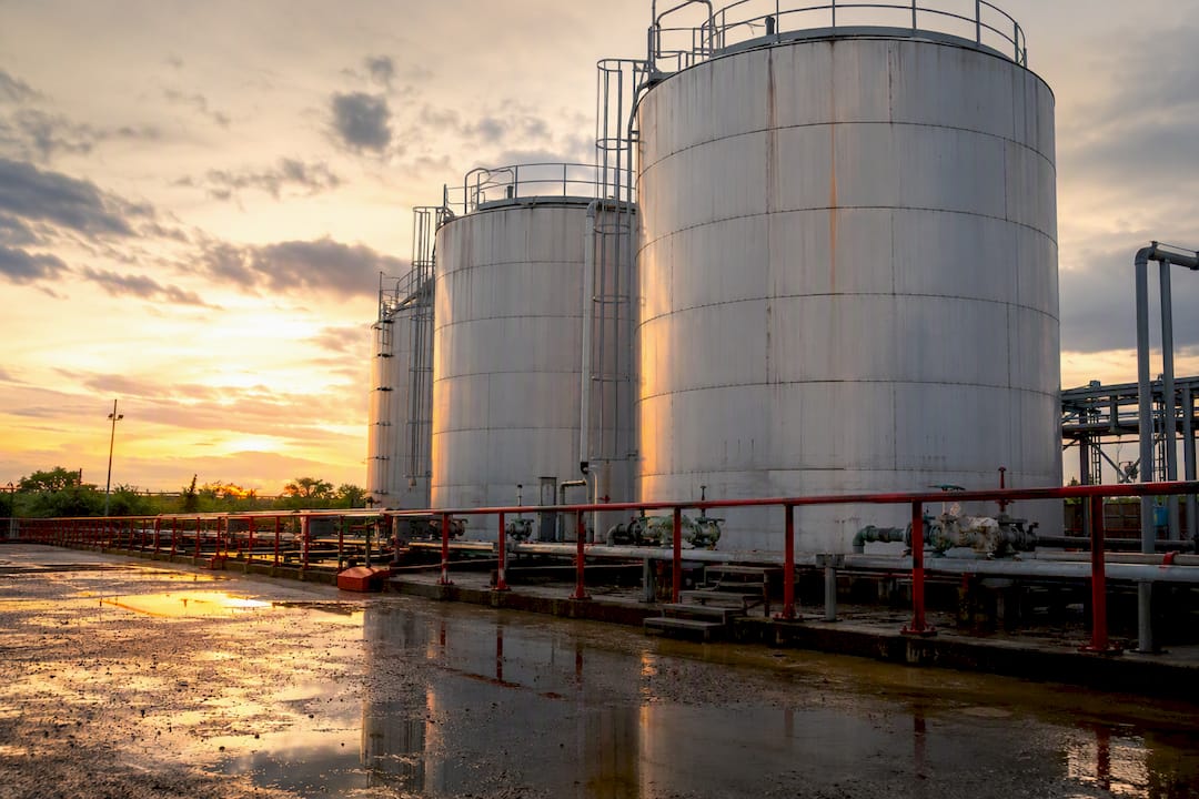 Diesel fuel storage tanks at facility