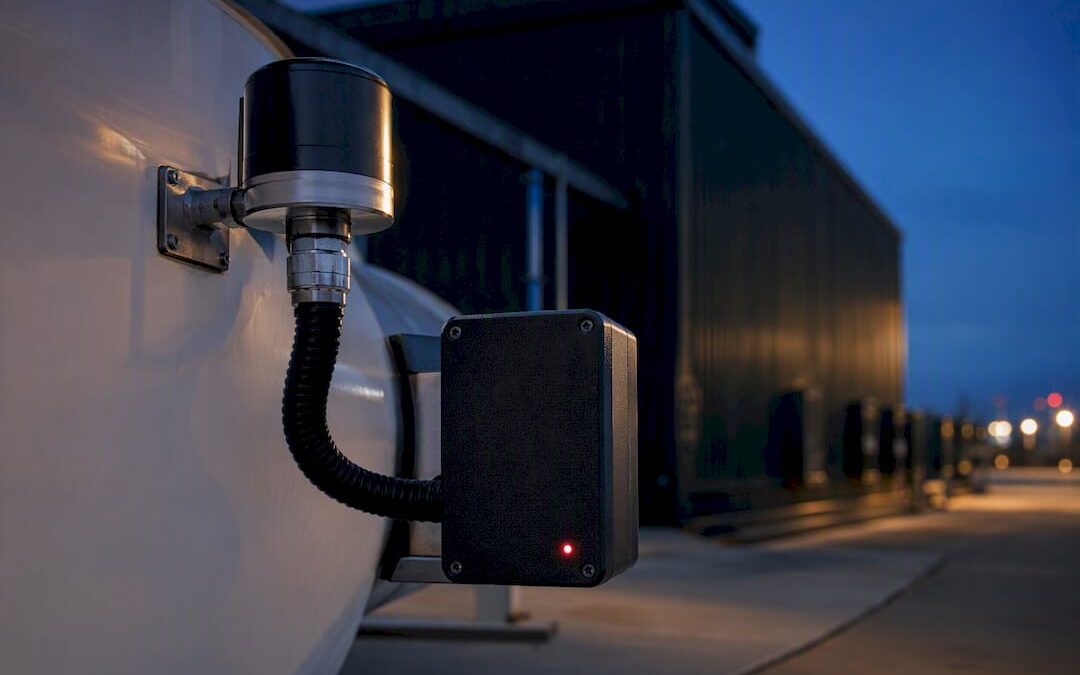 Remote sensor beside industrial fuel tank
