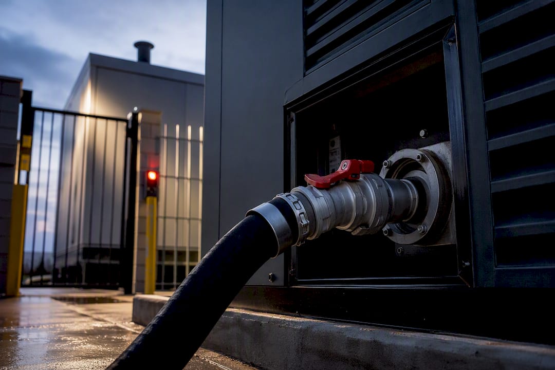 Emergency generator fuel connection at facility