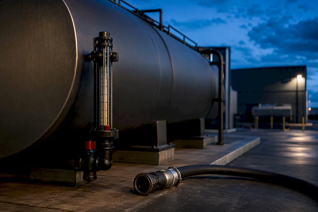 Fuel tank gauge on industrial storage tank
