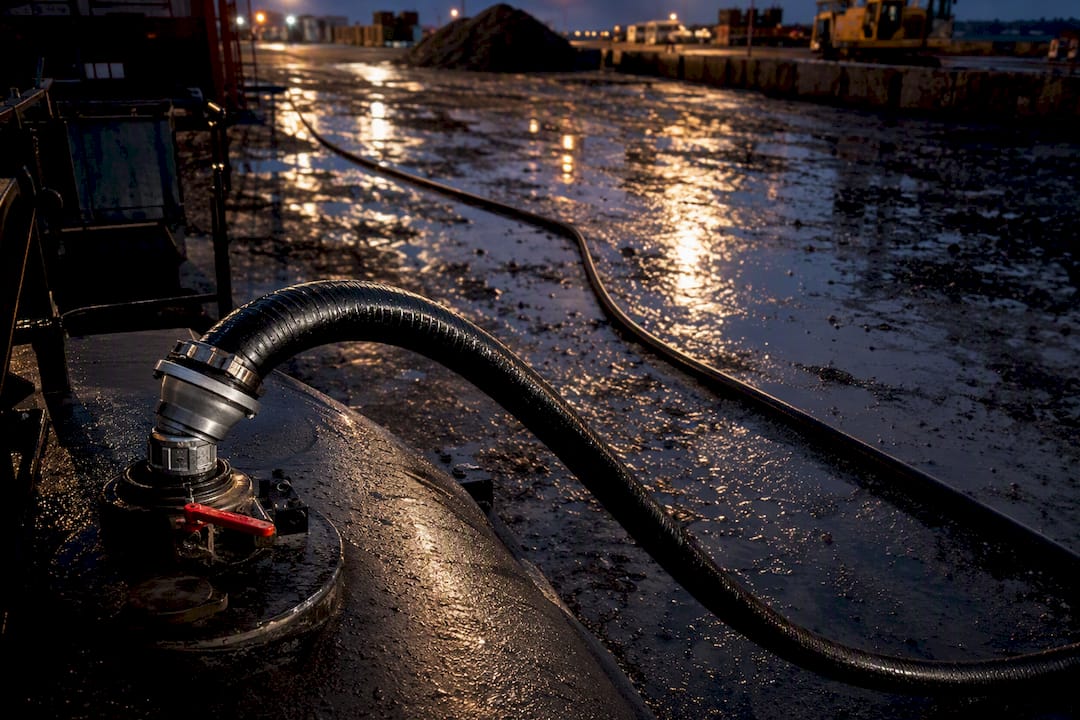 Fuel hose connected at a tank opening