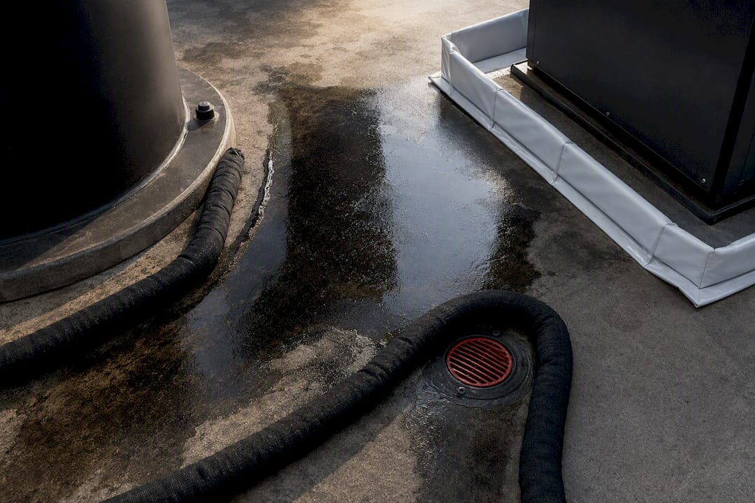 Fuel Blog 6 Diesel spill contained beside sealed drain