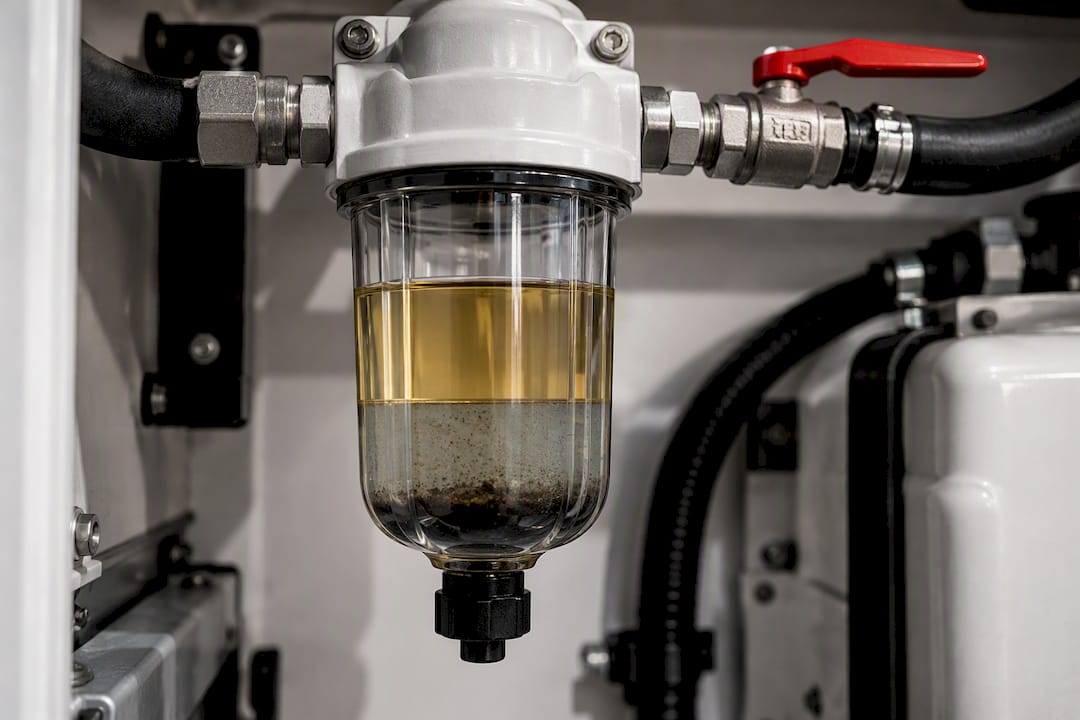 Fuel separator showing water and sediment