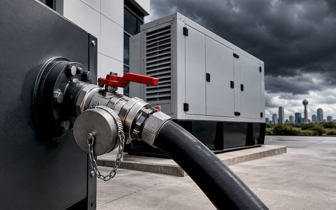 Storm-ready generator fuel connection at facility