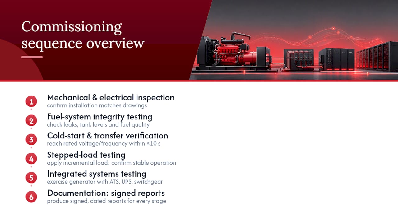 Audit Ready in 90 Days: Diesel Generators for Data Centers 1 Diesel generator commissioning stages