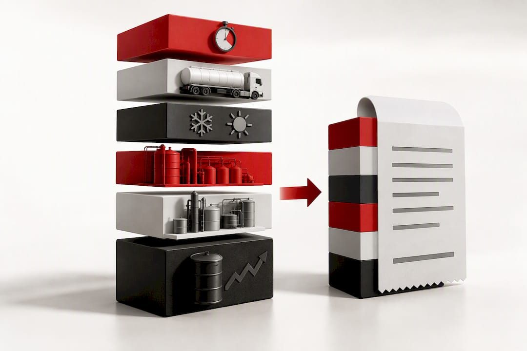 $0.50 to $2+ Per Gal Emergency Fuel Delivery Costs for U.S. Facilities 1 Layered illustration of emergency fuel costs