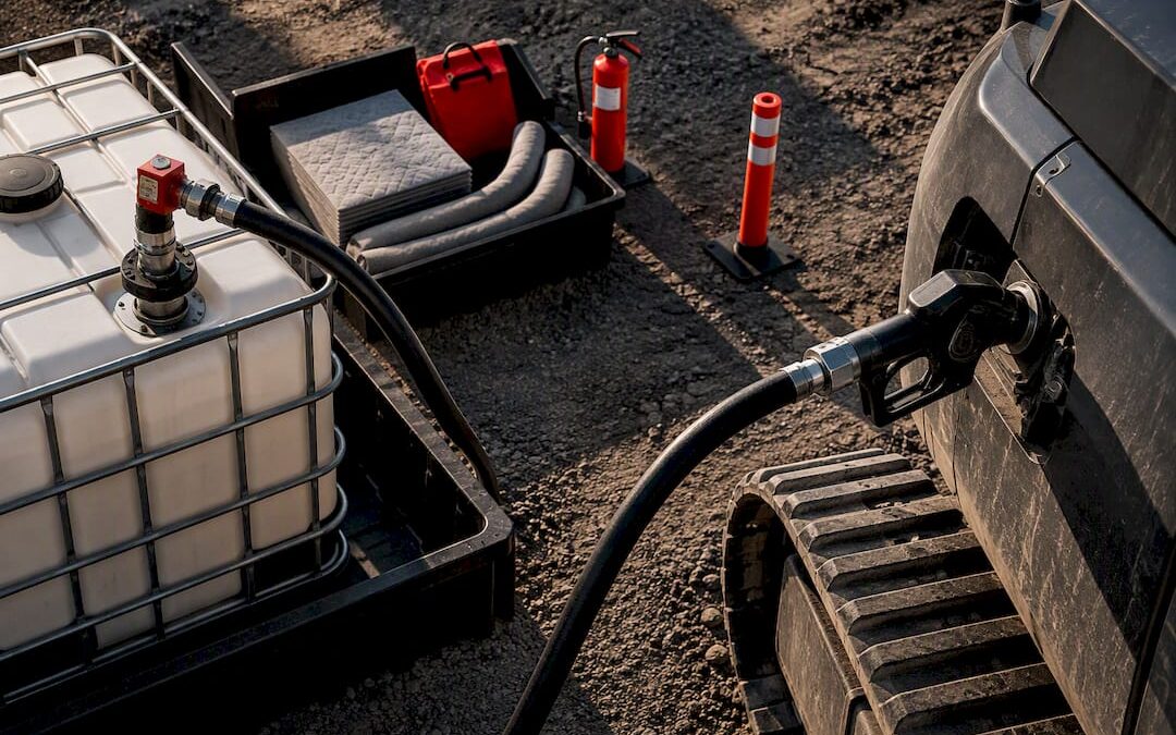 Contained construction fueling setup prepared for compliance