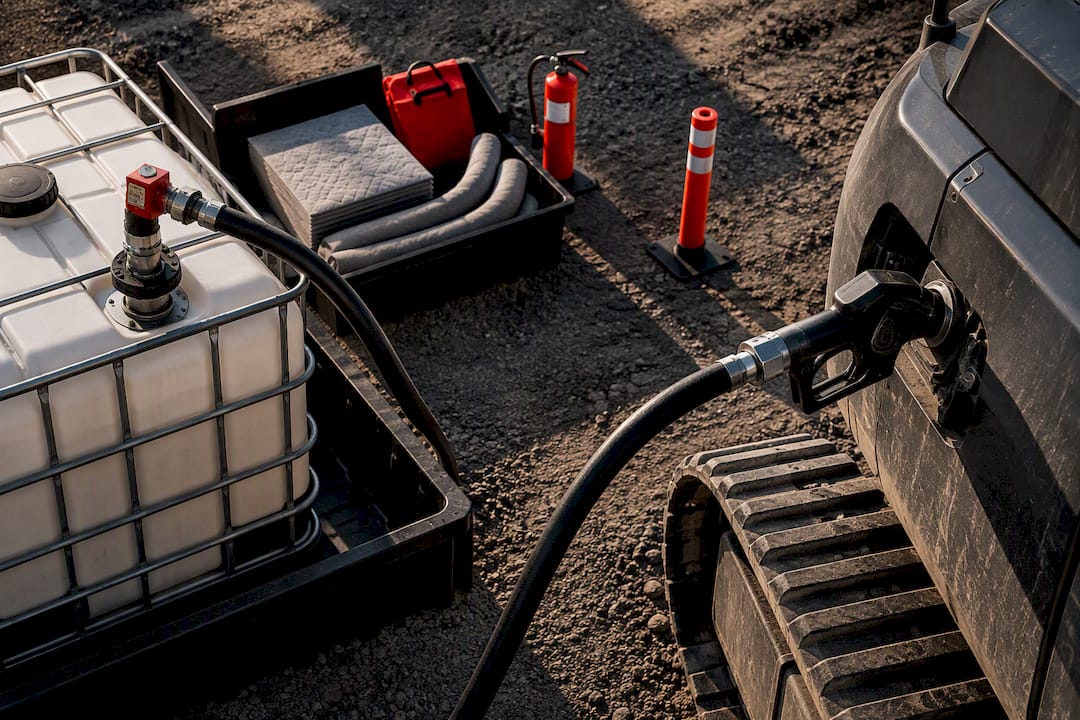 Contained construction fueling setup prepared for compliance