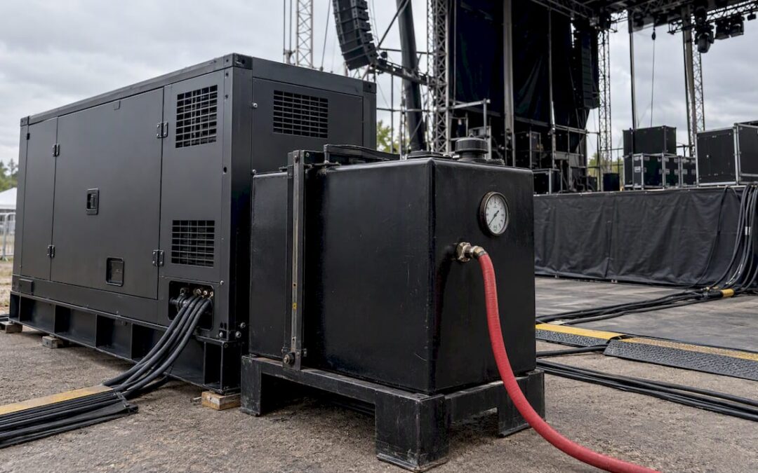 Festival generator and fuel tank at event site
