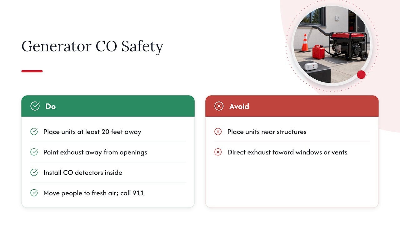 Generator placement and exhaust direction guidance