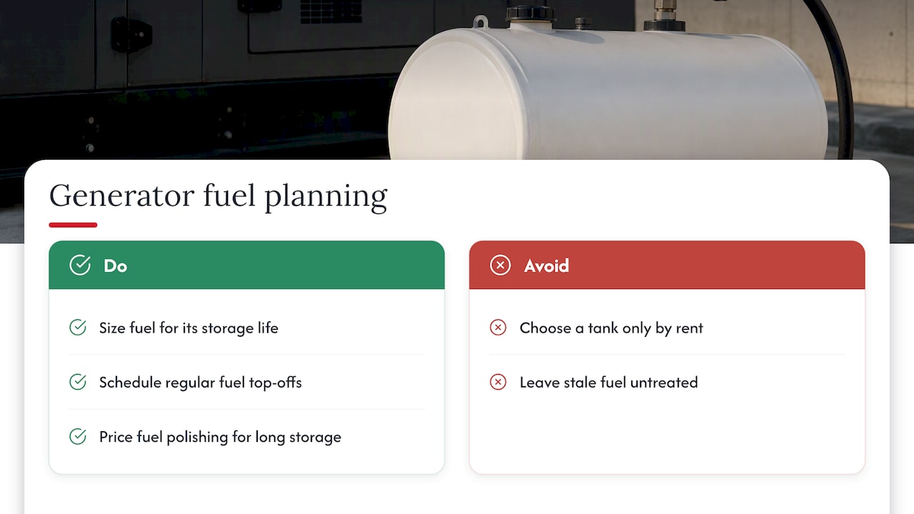 Fuel Tank Rental Cost: What Drives the Price and What to Budget 2 Generators and data centers: size for the runtime, not the rent — overview diagram