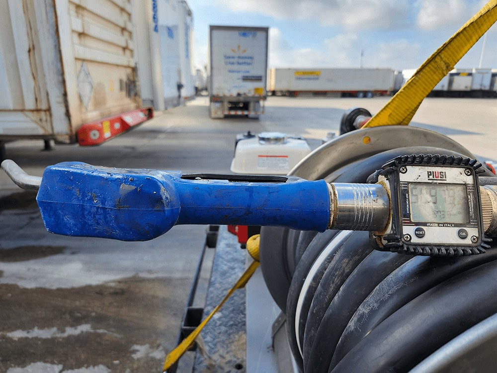 fuel pump truck on-site for fuel polishing