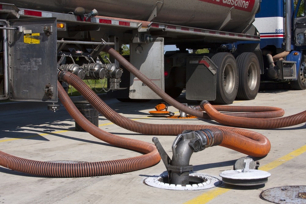 Fuel,Tanker,Diesel,Pumping,Fuel,Into,Filling,Station,Underground,Tank